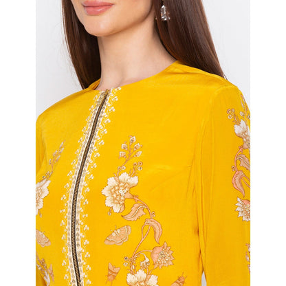 Soup by Sougat Paul Yellow Drape Skirt With Jacket (Set of 2)