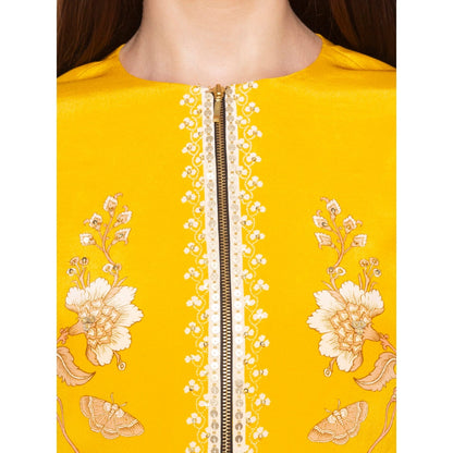 Soup by Sougat Paul Yellow Drape Skirt With Jacket (Set of 2)