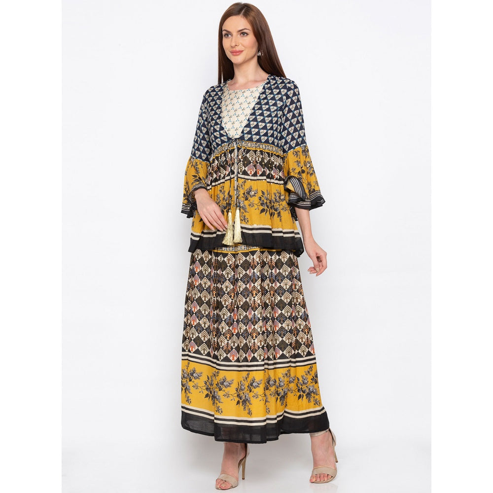 Soup by Sougat Paul Multicolor Printed Dress With Jacket - Customisable (Set of 2)