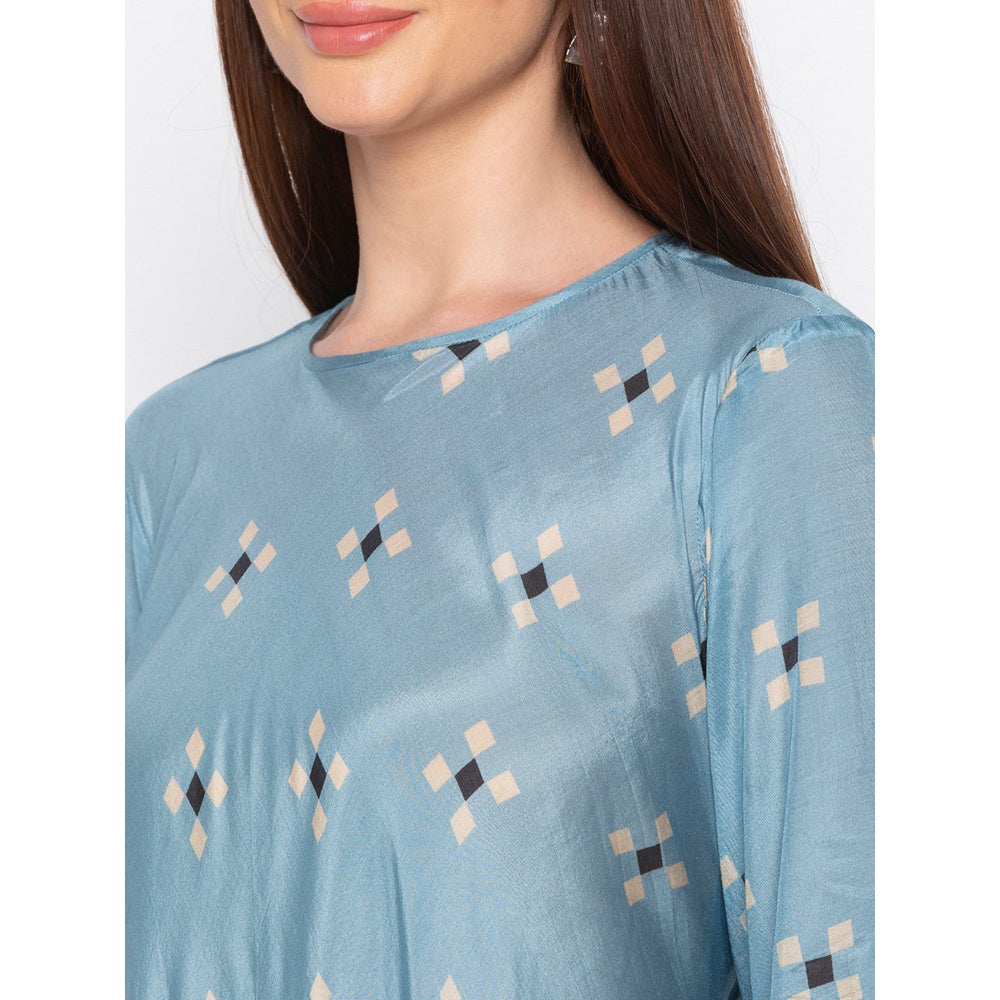 Soup by Sougat Paul Blue Printed Kurta With Palazzo (Set of 2)