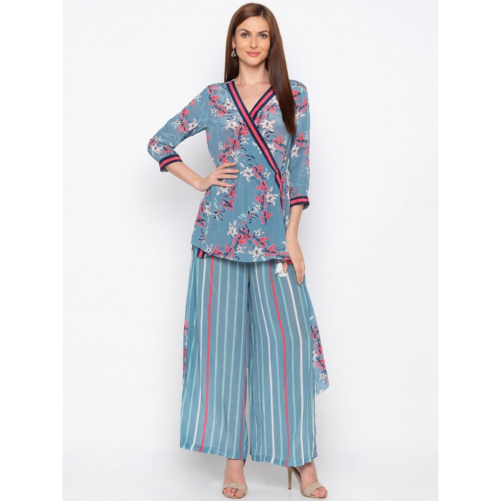 Soup by Sougat Paul Blue Printed Kurta With Palazzo (Set of 2)