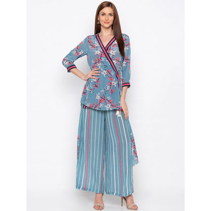 Soup by Sougat Paul Blue Printed Kurta With Palazzo (Set of 2)