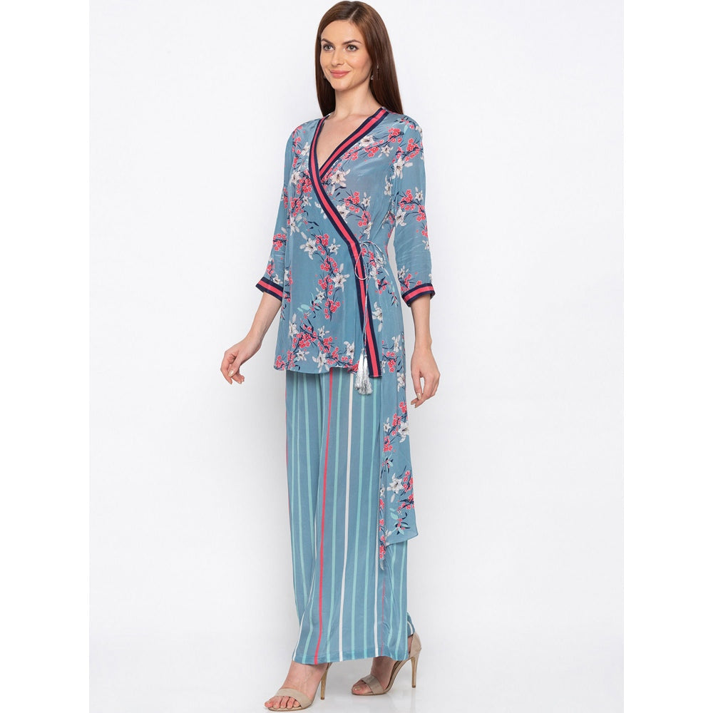 Soup by Sougat Paul Blue Printed Kurta With Palazzo (Set of 2)