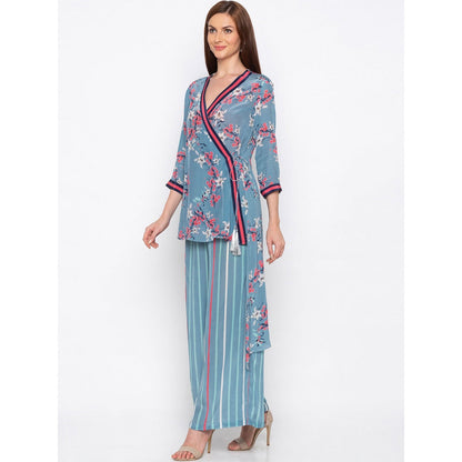 Soup by Sougat Paul Blue Printed Kurta With Palazzo (Set of 2)