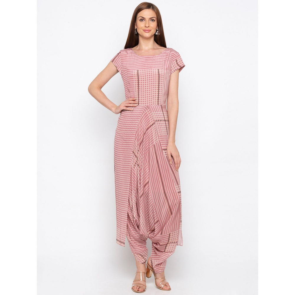 Soup by Sougat Paul Pink Printed Jumpsuit With Jacket - Customisable (Set of 2)