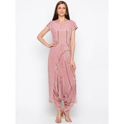 Soup by Sougat Paul Pink Printed Jumpsuit With Jacket - Customisable (Set of 2)