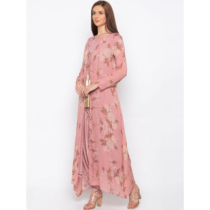 Soup by Sougat Paul Pink Printed Jumpsuit With Jacket - Customisable (Set of 2)