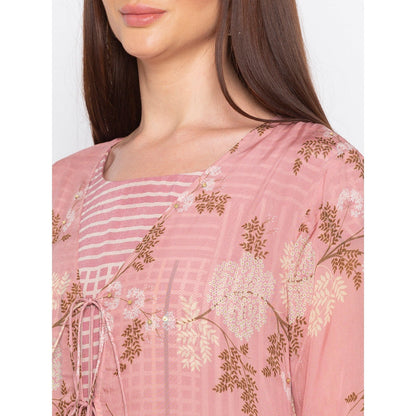 Soup by Sougat Paul Pink Printed Jumpsuit With Jacket - Customisable (Set of 2)