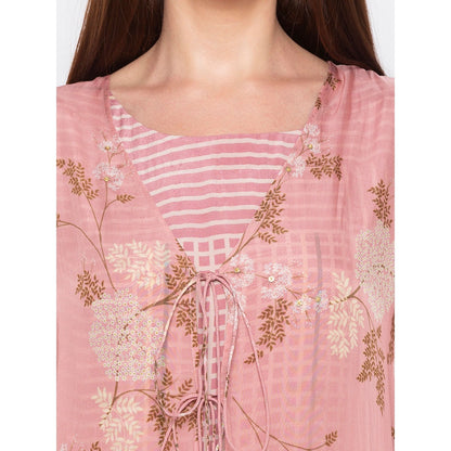 Soup by Sougat Paul Pink Printed Jumpsuit With Jacket - Customisable (Set of 2)