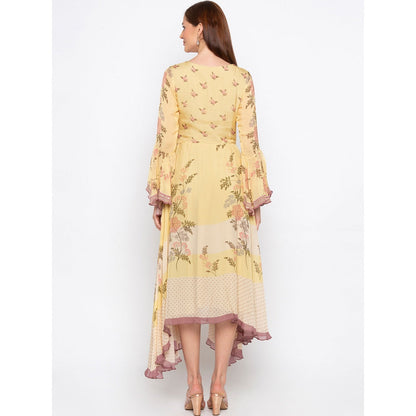 Soup by Sougat Paul Yellow Printed Asymmetric Dress - Customisable