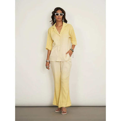 SPACE Itza Co Ord Set Pastel Yellow (Set of 2)