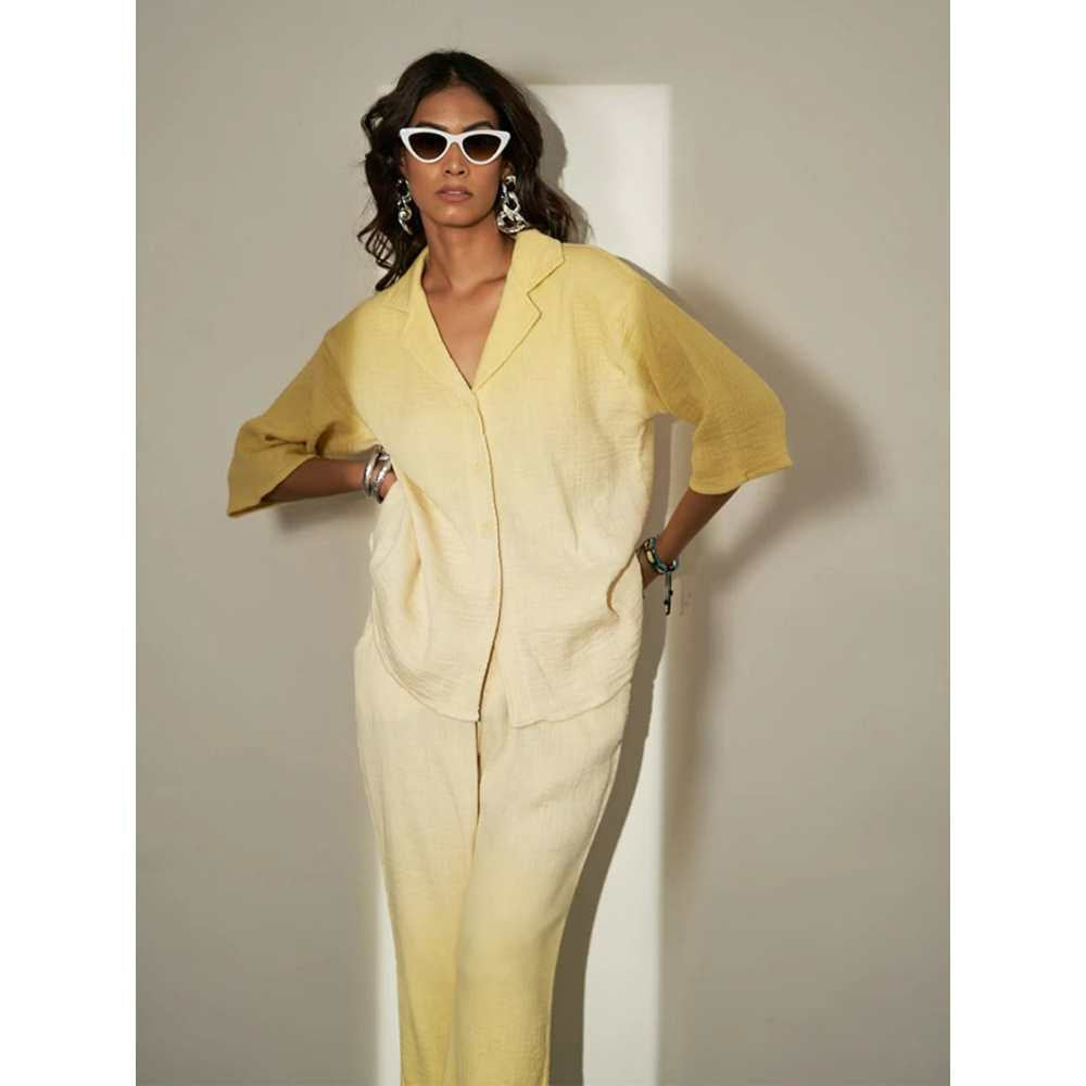 SPACE Itza Co Ord Set Pastel Yellow (Set of 2)