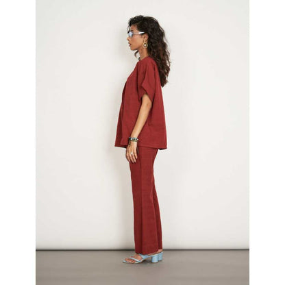 SPACE Scarlet Co Ord Set Burgundy (Set of 2)