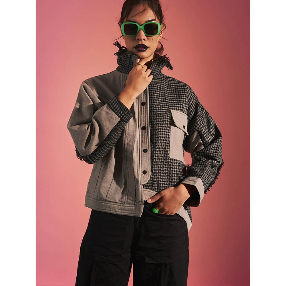SPACE Grey Textured Jin-Bomber-Jacket
