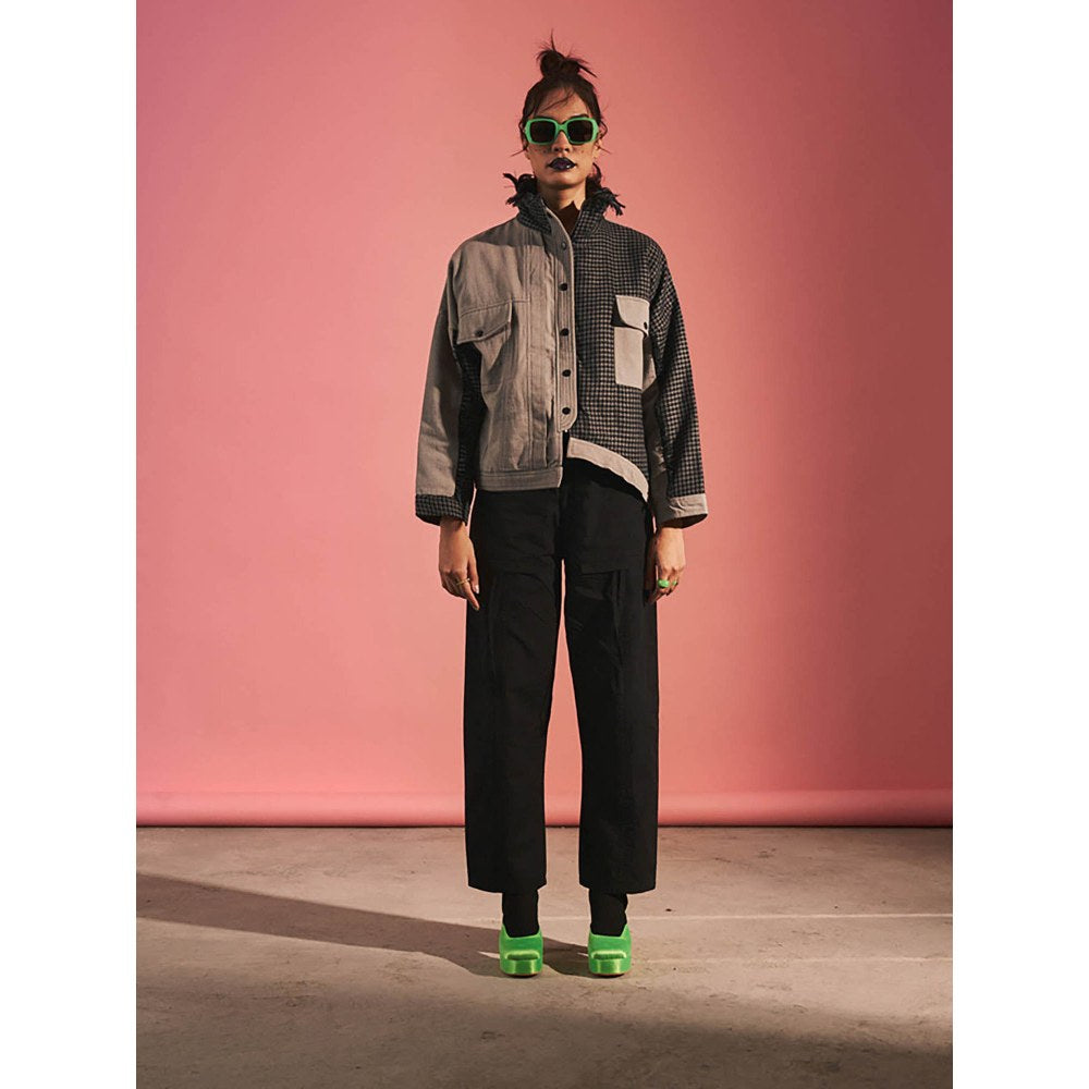 SPACE Grey Textured Jin-Bomber-Jacket