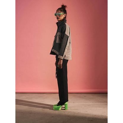 SPACE Grey Textured Jin-Bomber-Jacket