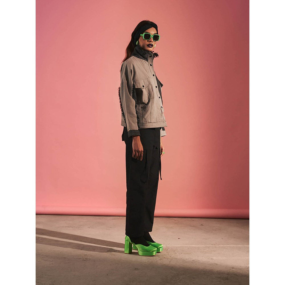 SPACE Grey Textured Jin-Bomber-Jacket