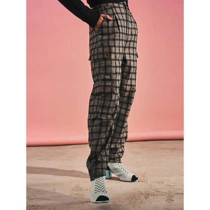 SPACE Grey Checks Pants