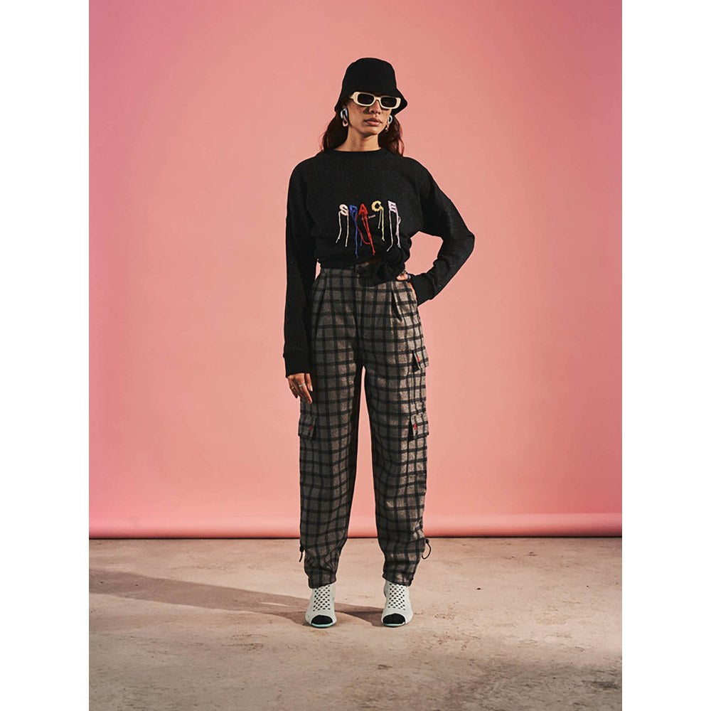 SPACE Grey Checks Pants