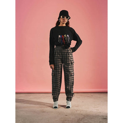 SPACE Grey Checks Pants