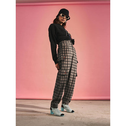 SPACE Grey Checks Pants