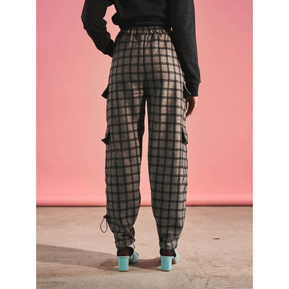 SPACE Grey Checks Pants