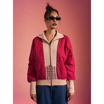 SPACE Pink Reversible Self Design Jacket