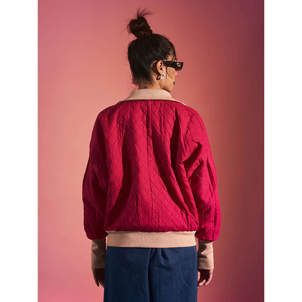 SPACE Pink Reversible Self Design Jacket