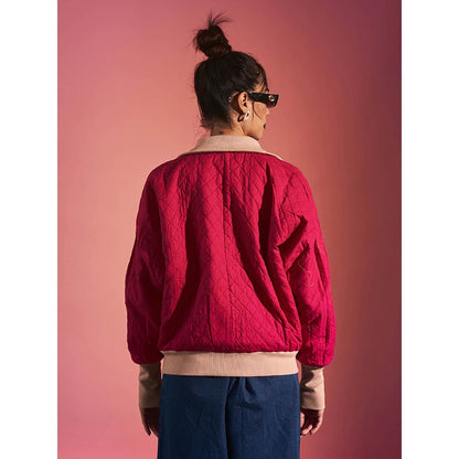 SPACE Pink Reversible Self Design Jacket