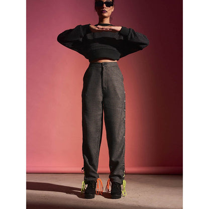 SPACE Grey Self Design Tapered Wayne-Viny-Pants