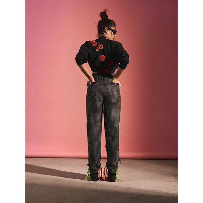 SPACE Grey Self Design Tapered Wayne-Viny-Pants