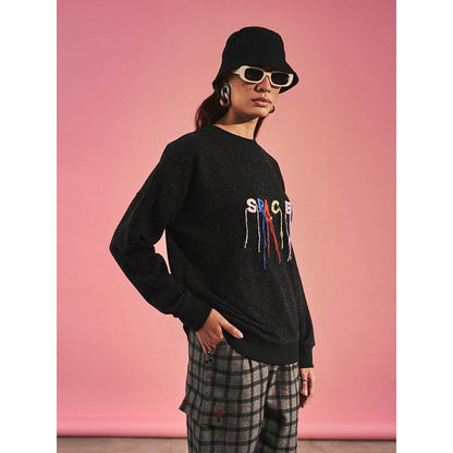 SPACE Black Embroidered Sweatshirt
