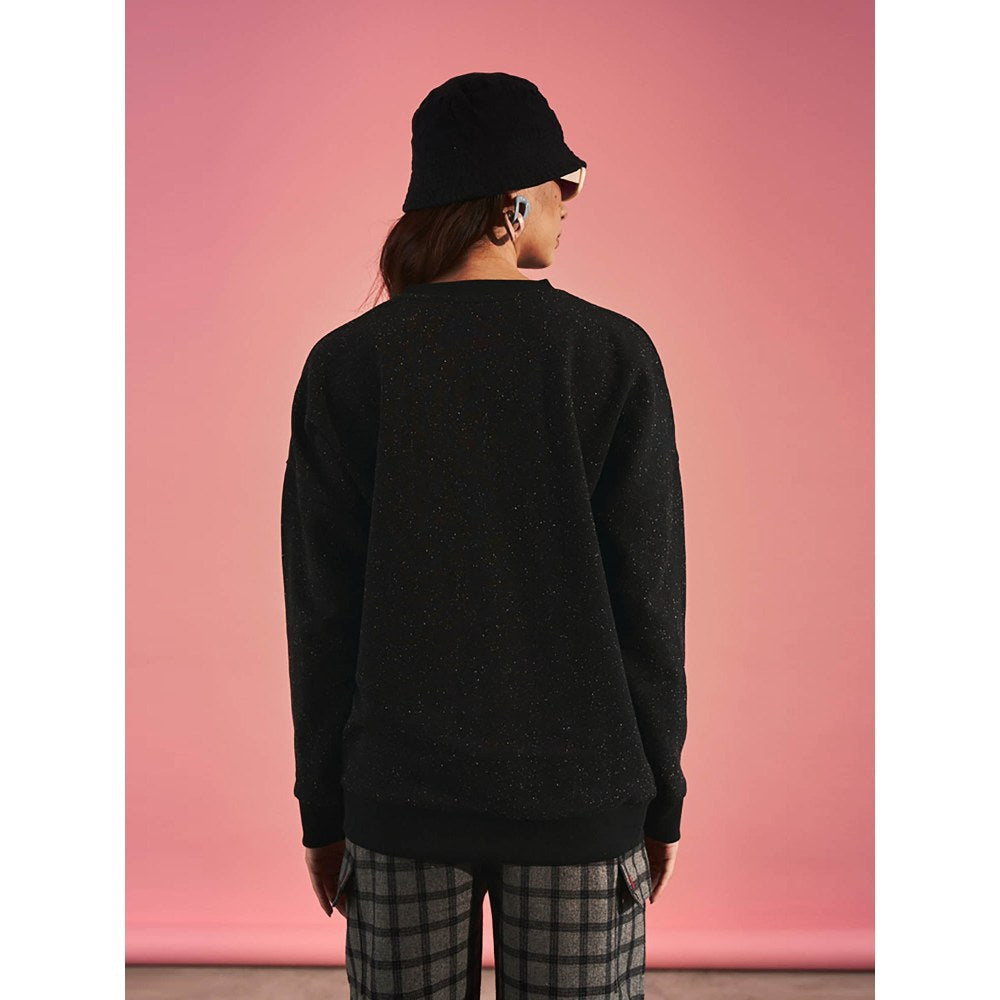 SPACE Black Embroidered Sweatshirt