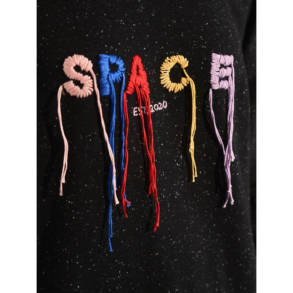 SPACE Black Embroidered Sweatshirt