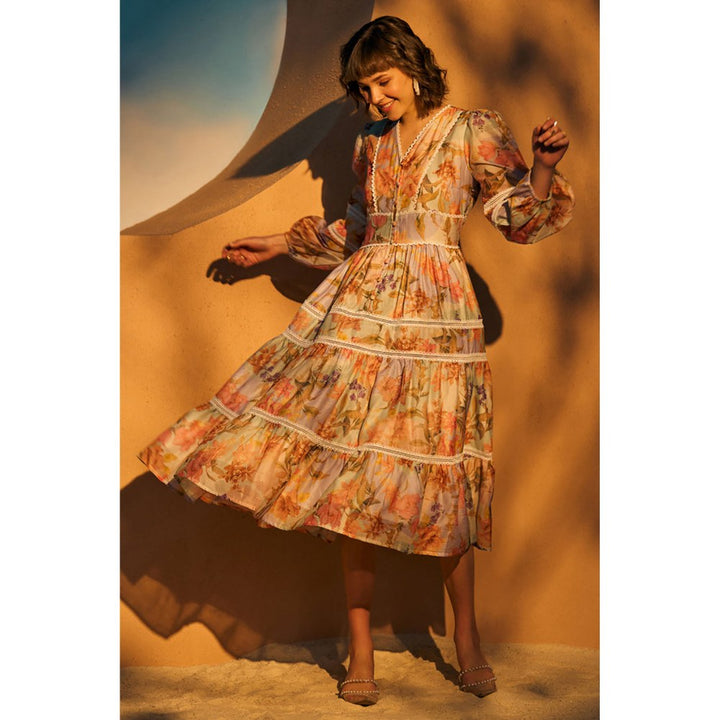 STTAVOSS Renee Midi Dress Printed Multi-Color