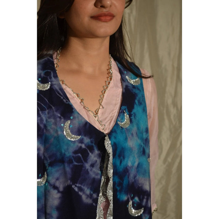 Studio Malang Woolen Moon Blue Embroidered Jacket