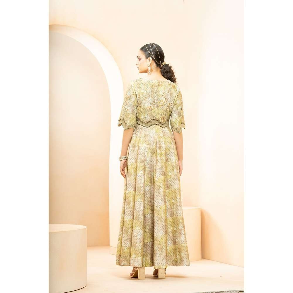 STUDIO BAGECHAA Qurbat Olive Maxi Dress (Set of 2)
