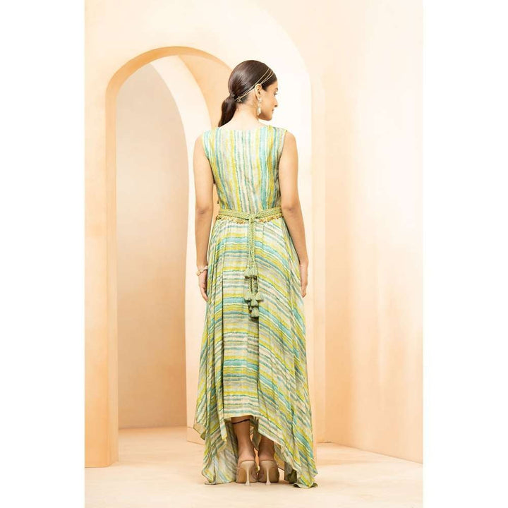 STUDIO BAGECHAA Inaya Green Maxi Dress (Set of 2)