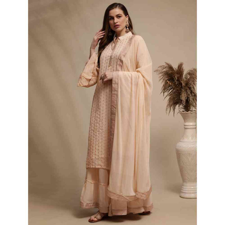 Stylee LIFESTYLE Peach Georgette Embroidered Dress Material