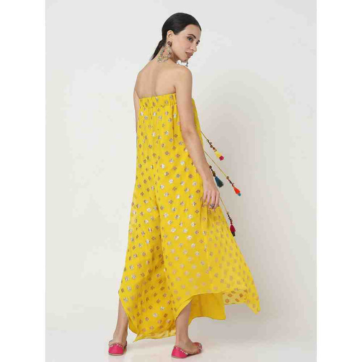Style Junkiie Yellow Embroidered Jumpsuit