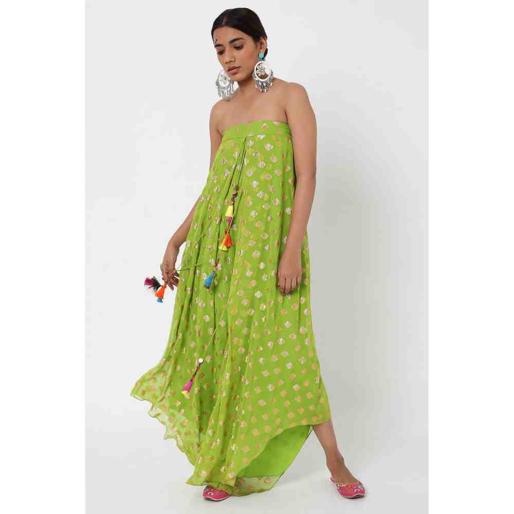 Style Junkiie Green Embroidered Jumpsuit