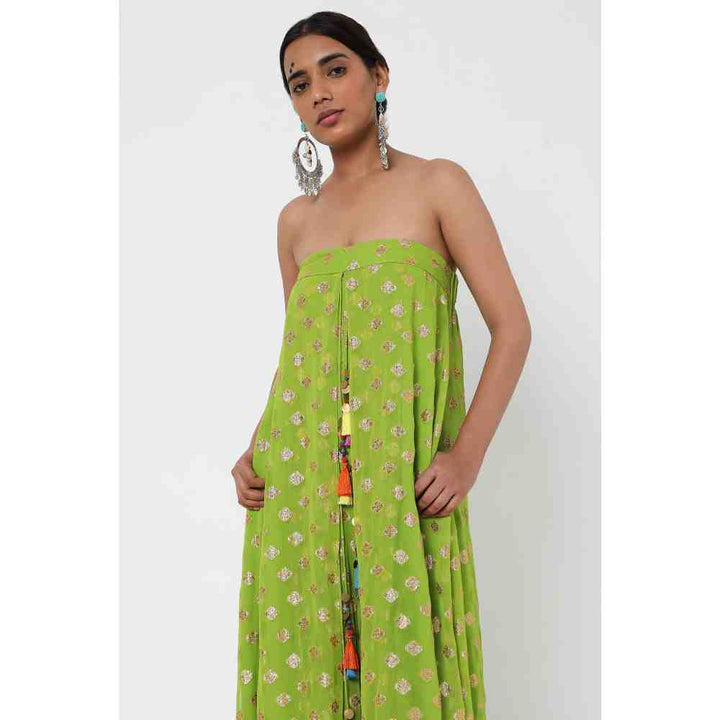Style Junkiie Green Embroidered Jumpsuit