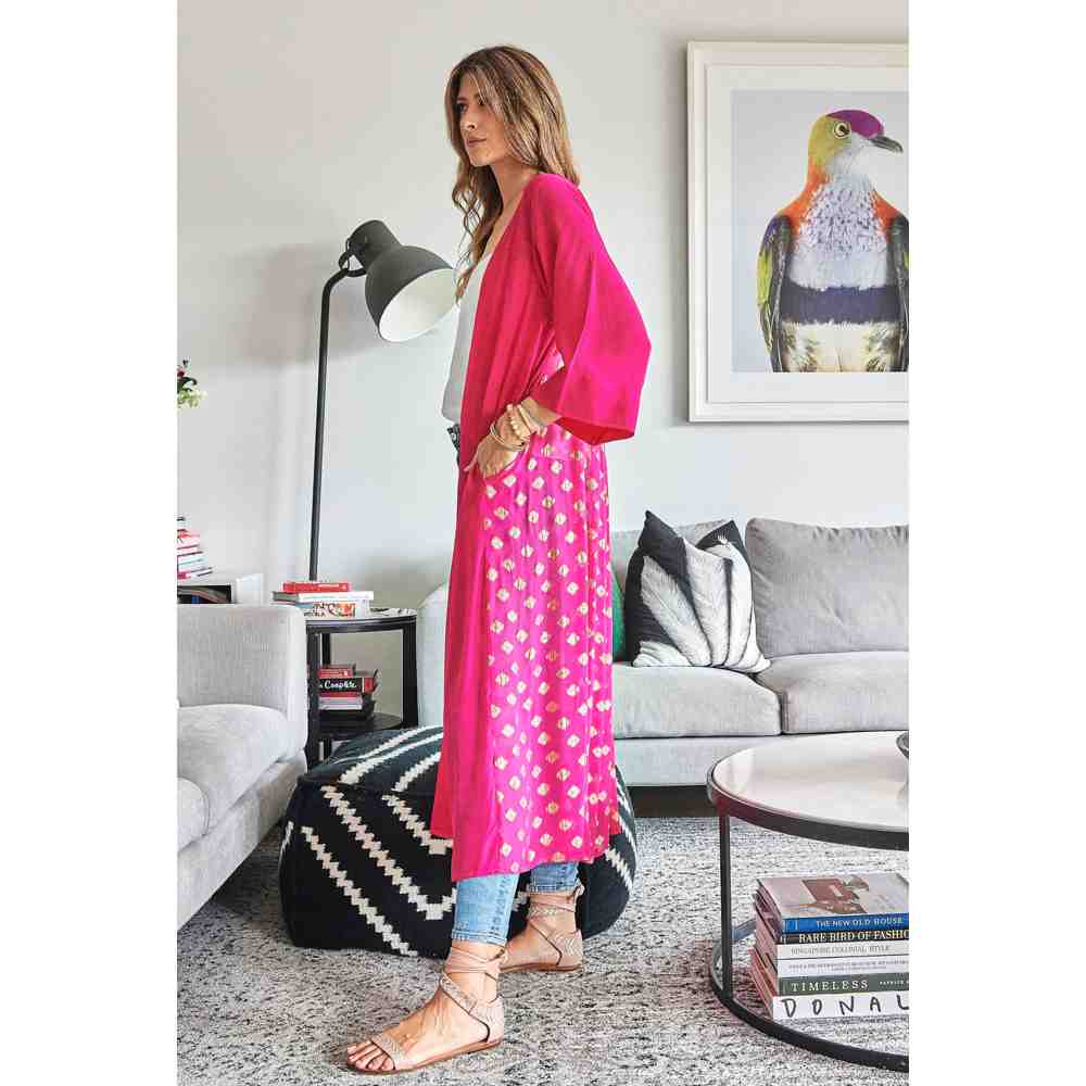 Style Junkiie Hot Pink Two-Tone Kimono Duster