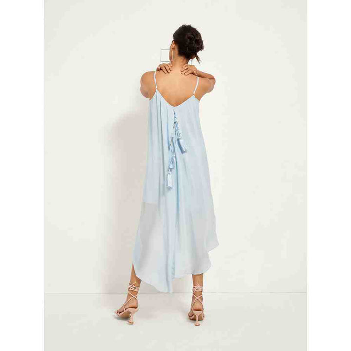 Style Junkiie Ice Blue Wrap Slip Dress