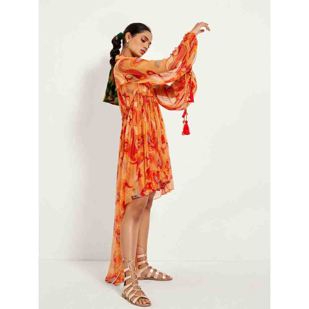 Style Junkiie Desert Sand Paisley Layered Dress (Set of 2)