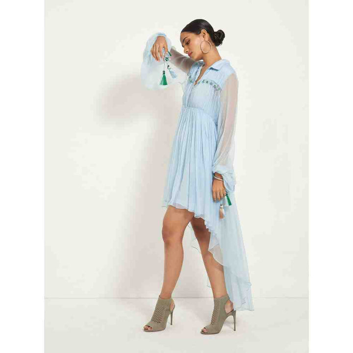 Style Junkiie Ice Blue Layered Dress (Set of 2)
