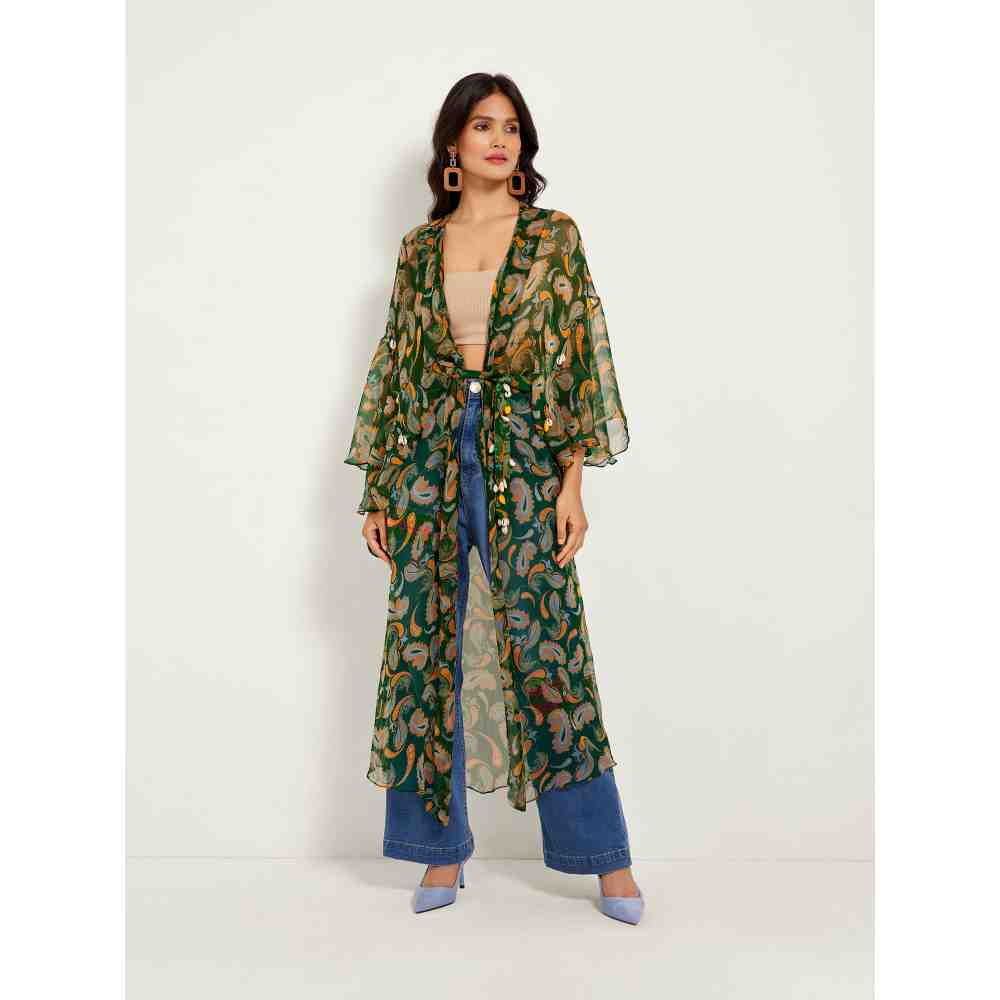 Style Junkiie Green Paisley Duster (Set of 2)