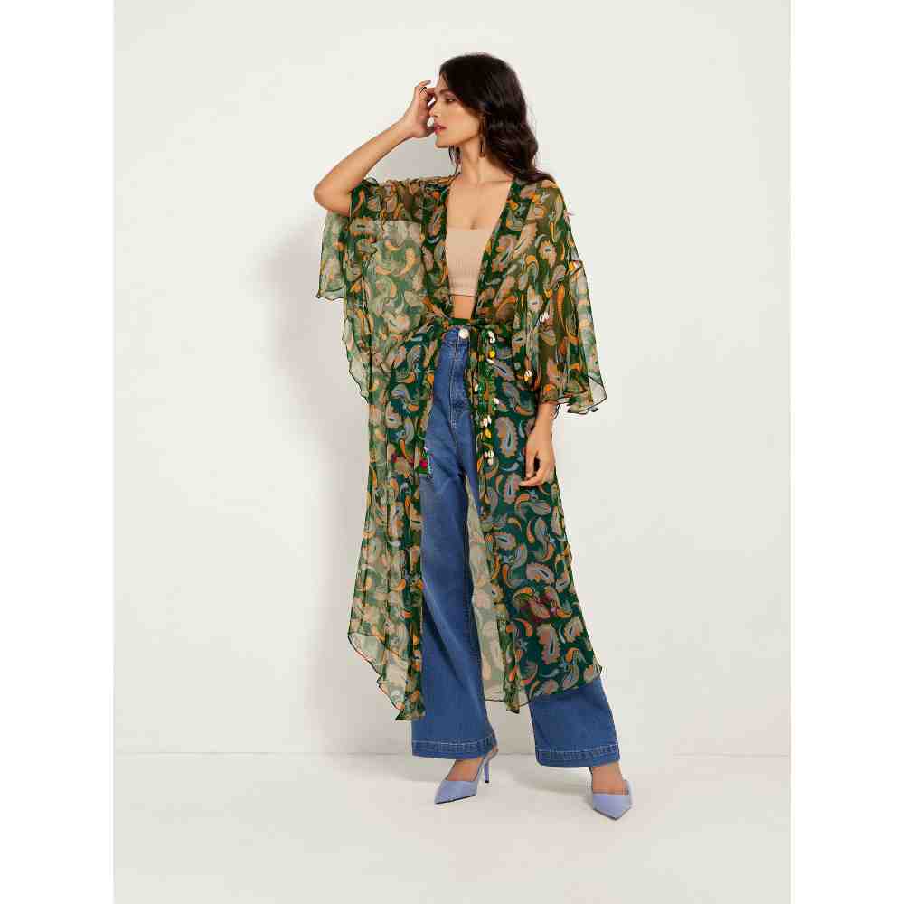 Style Junkiie Green Paisley Duster (Set of 2)