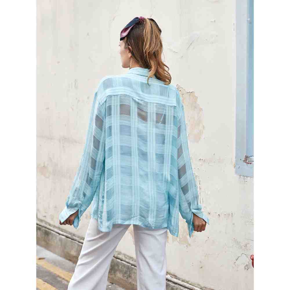 Style Junkiie Ice Blue Checkered Shirt