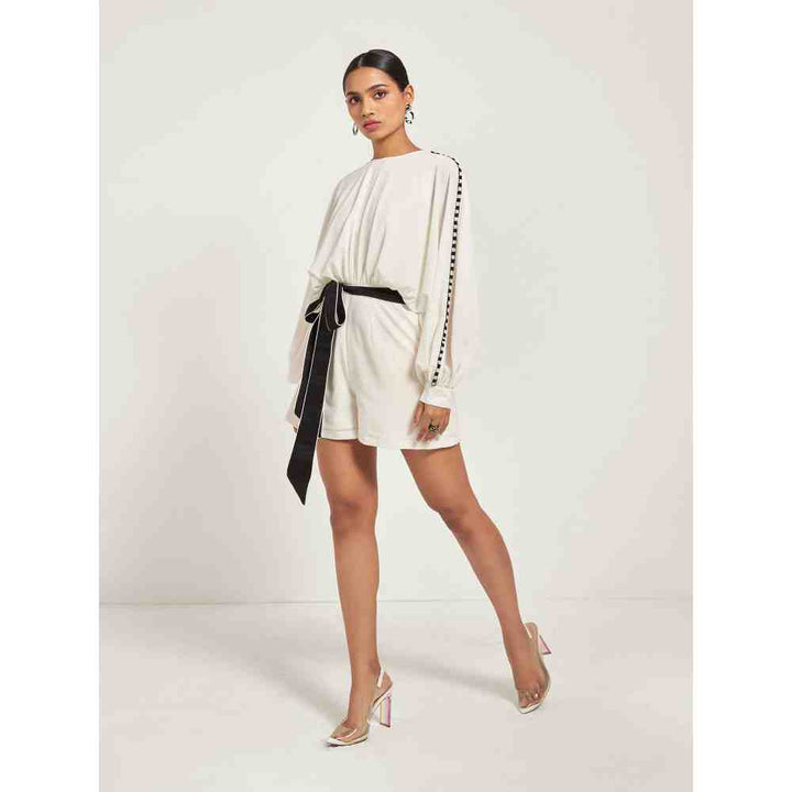 Style Junkiie Ivory Cut-Out Kimono Romper